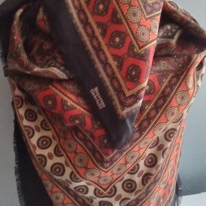 Nazareno Gabrielli Silk‎ Scarf Paisley Medallion Red Black Beige Luxury